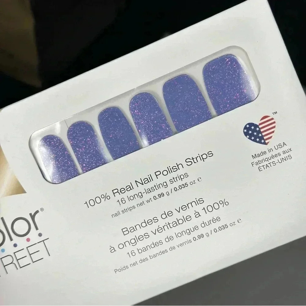 Color Street Anything Froze Press On Nails Blue Glitter Prism New
